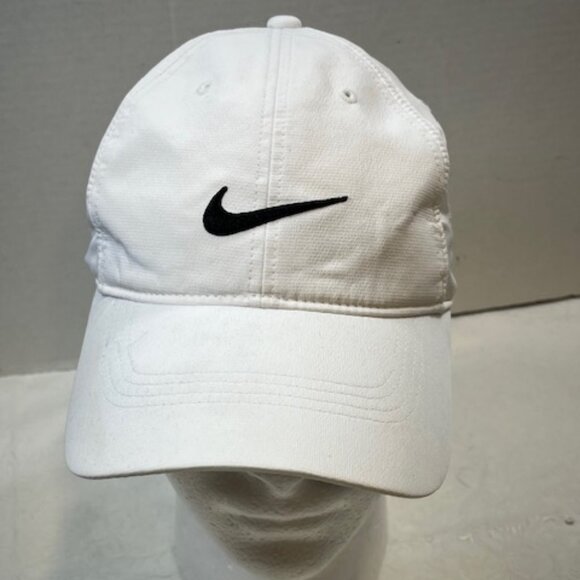 Nike Golf Accessories - Nike Golf Cap Hat White Black Swoosh Emblem Adjustable Lightweight